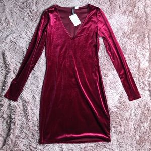 H&M Velvet Red Dress Size 8